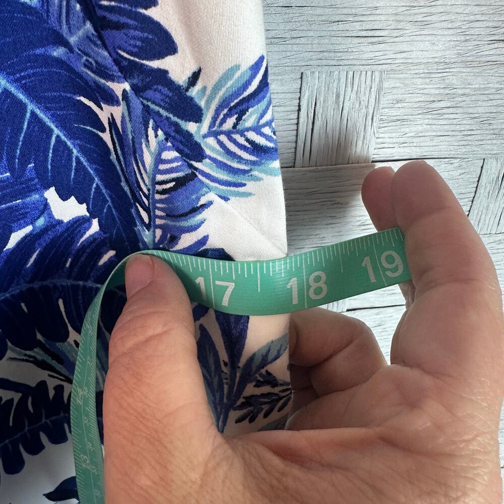 Talbots tropical sleeveless dress ruffle hem blue & white body Khan travel ￼ - Picture 10 of 14